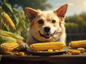 cachorro comendo espiga de milho