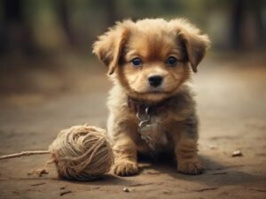 cachorro brincando com uma criança