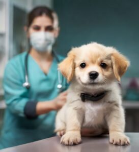 cachorro com um veterinario