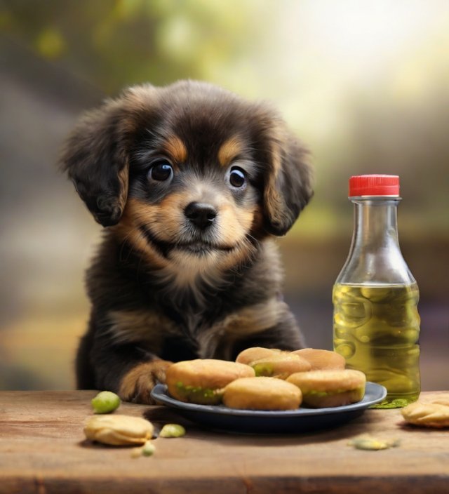 cachorro comendo azeite