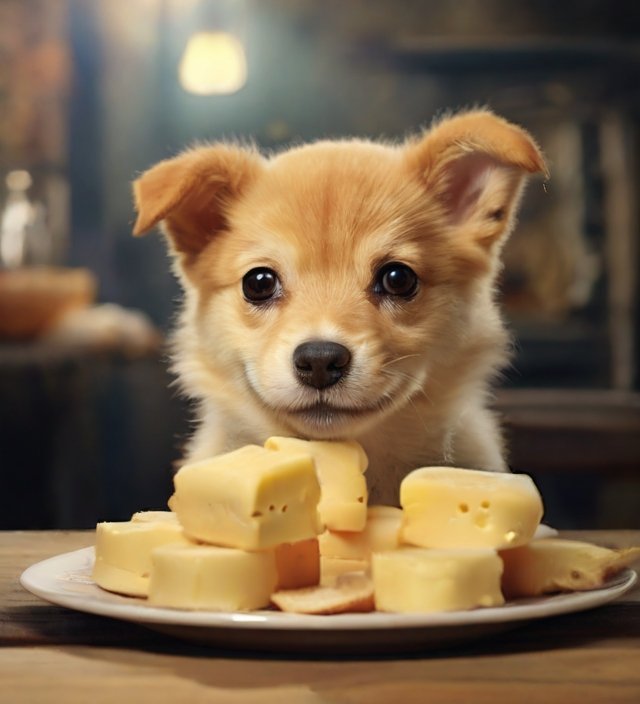 cachorro comendo queijo