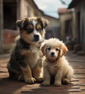cachorro e uma abelha