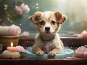 cachorro em um spa