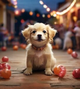 cachorro em uma festa