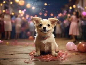 cachorro em uma festa
