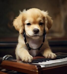 cachorro ouvindo musica