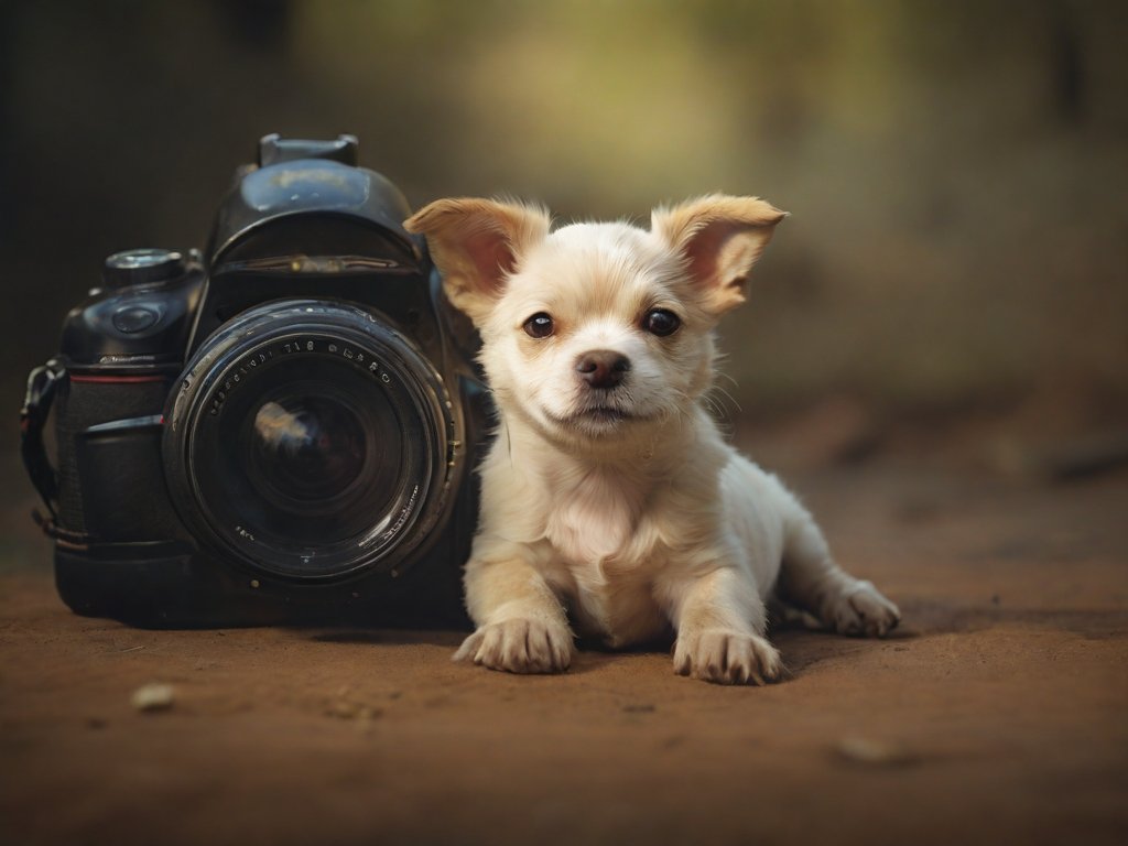 cachorro sendo fotografado