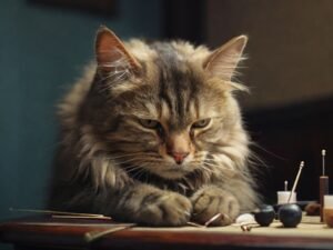 gato fazendo acupuntura