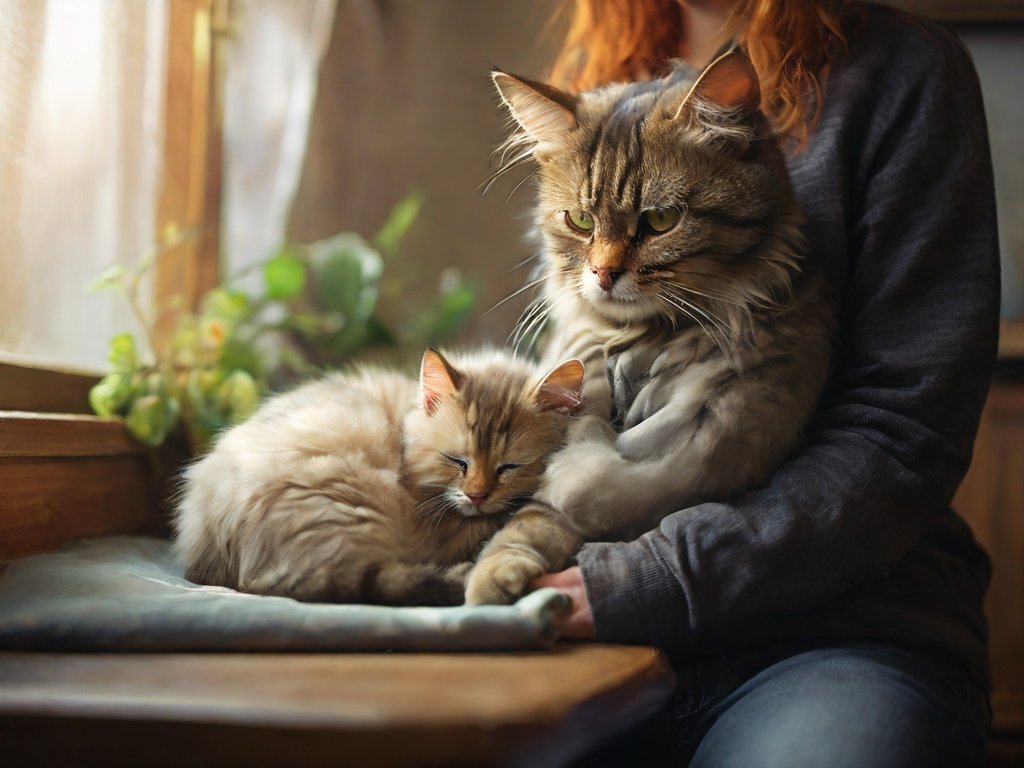 gato com sua dona grávida