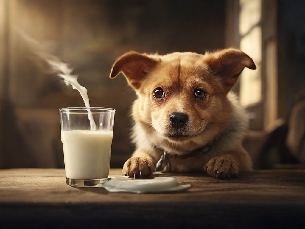 cachorro tomando leite
