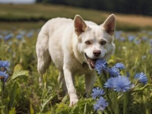 cachorro comendo chicória