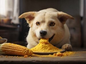 cachorro comendo fubá