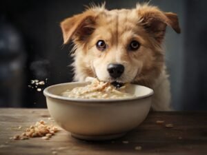 cachorro comendo mingau