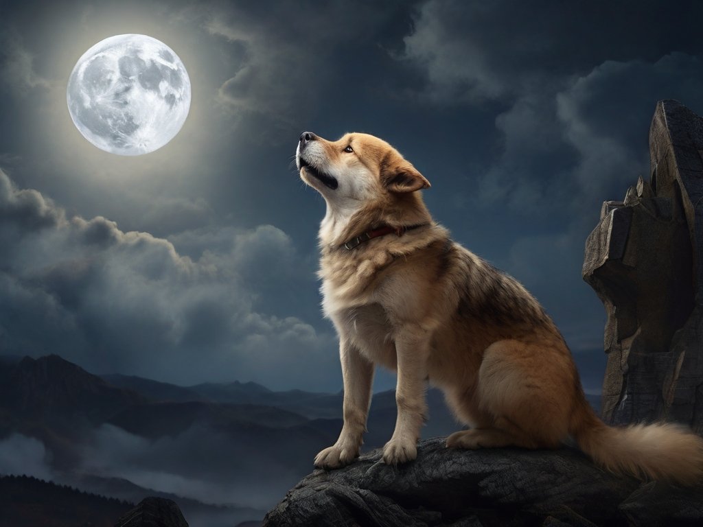 cachorro uivando pra lua