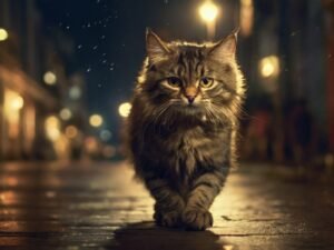 gato andando na noite