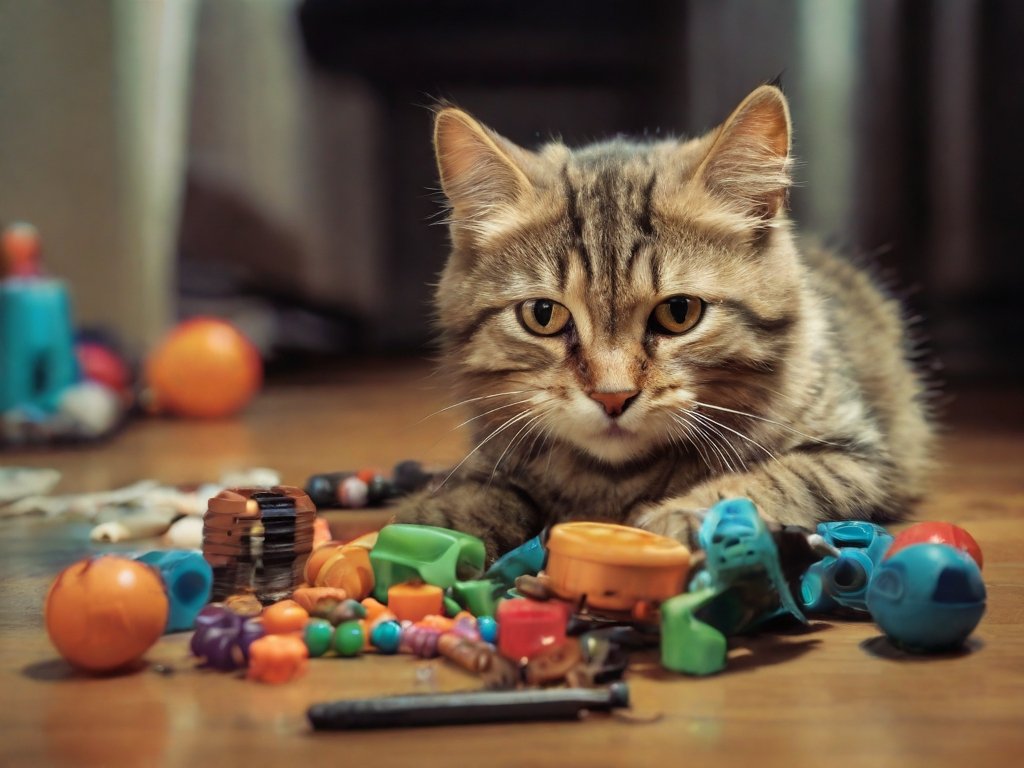 gato brincando com brinquedos