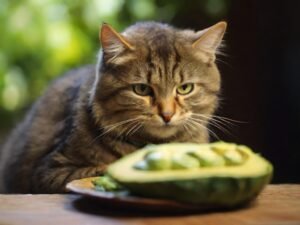 gato comendo abacate