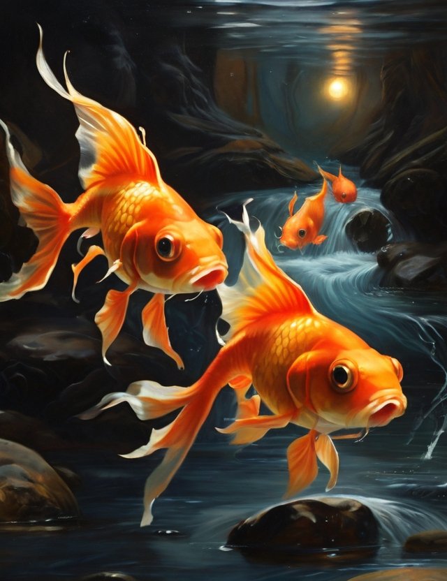 peixe dourado no rio nadando