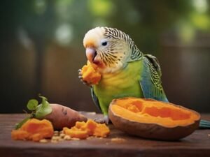 periquito comendo batata doce