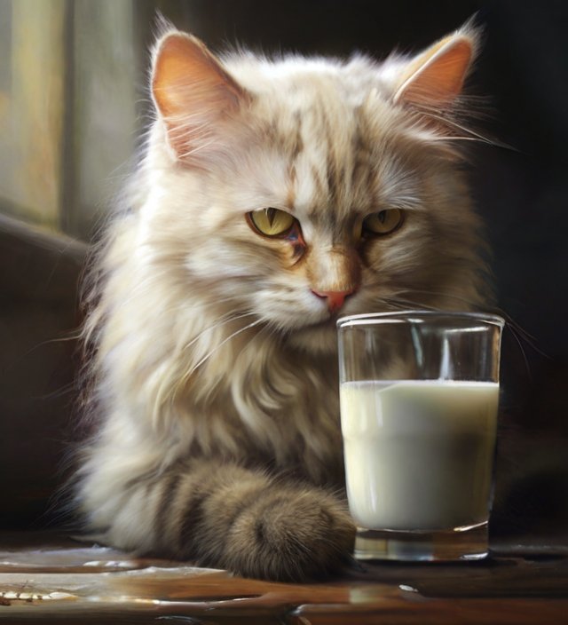 gato tomando leite
