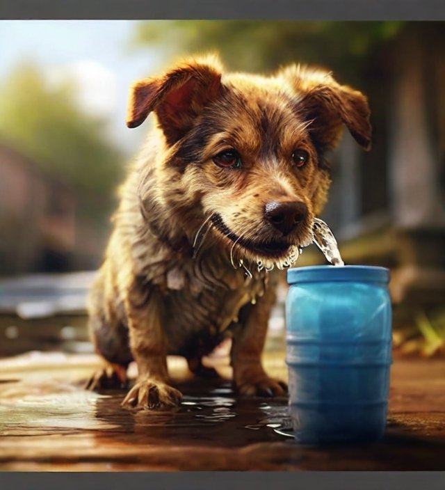 cachorro bebendo agua gelada
