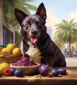 cachorro comendo açai