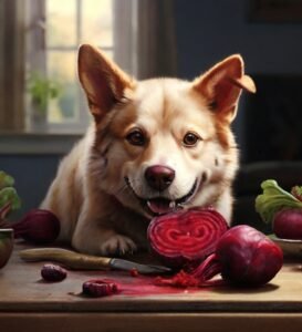 cachorro comendo Beterraba