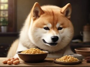 AKITA INU FILHOTE COMENDO RAÇÃO