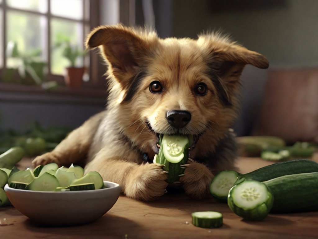 cachorro comendo pepino