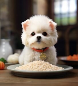 bichon frisé comendo ração