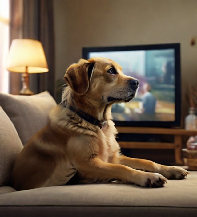 cachorro assistindo televisão