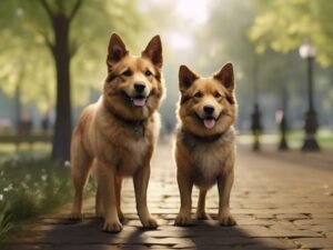 cachorros passeando no parque