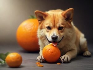 cachorro comendo laranja