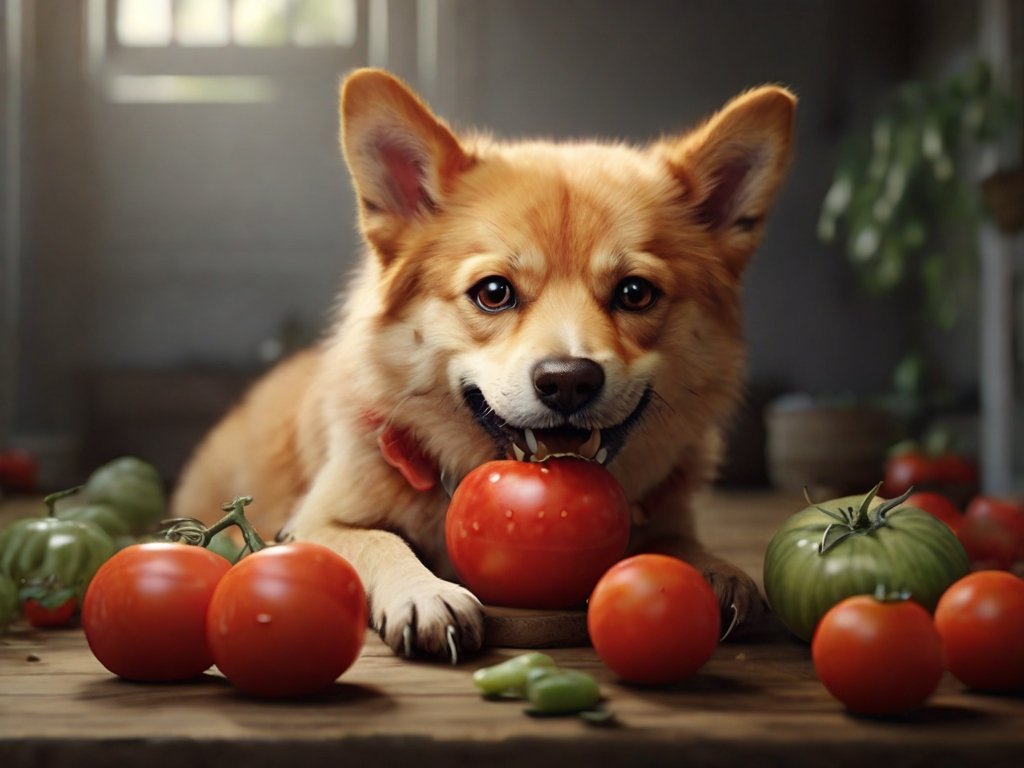 cachorro comendo tomate