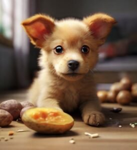 cachorro comendo batata doce