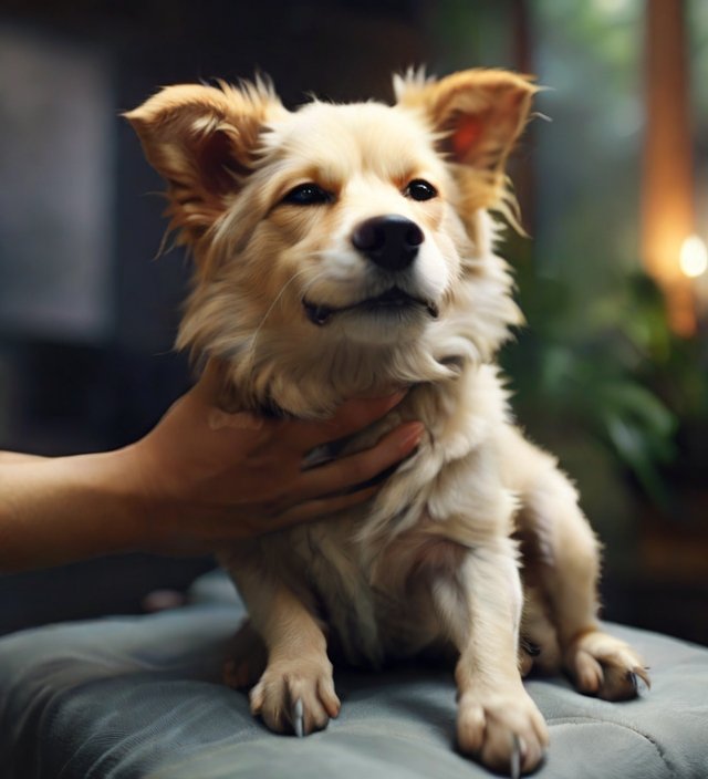 cachorro recebendo massagem