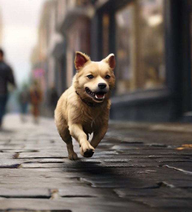dog running in the street