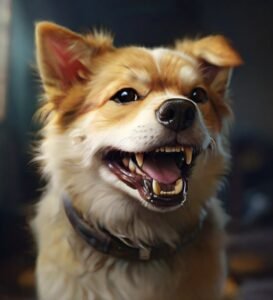 cachorro idoso mostrando os dentes