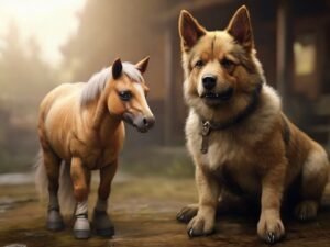 cavalo e um cachorro juntos