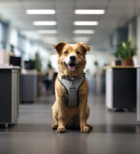 cachorro no escritório
