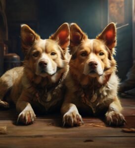 dois cachorros deitados