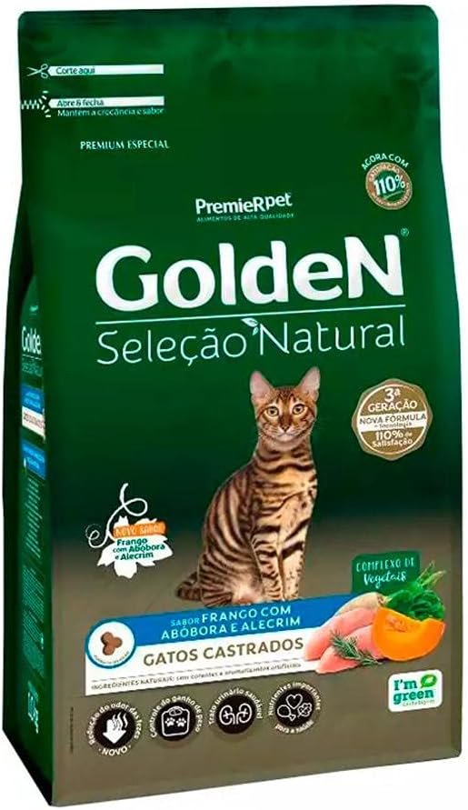 PRIME PET GoldeN Premium Seleção Natural Gatos Castrados - Galinha Abóbora e Alecrim