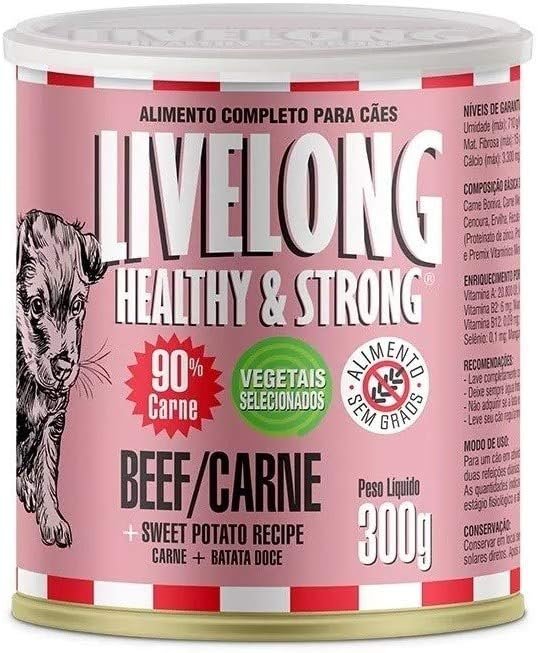 Livelong Alimento Completo Natural Ração Úmida Sabor Carne